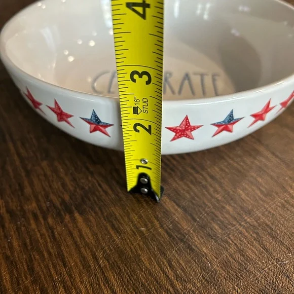 Rae Dunn Celebrate Ceramic Bowl with Red and Blue Stars - Picture 5 of 5